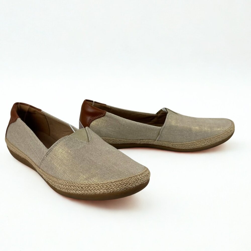 Clarks Collection Danelly Slip-On Espadrille Flats – Women’s Beige Gold Size 9